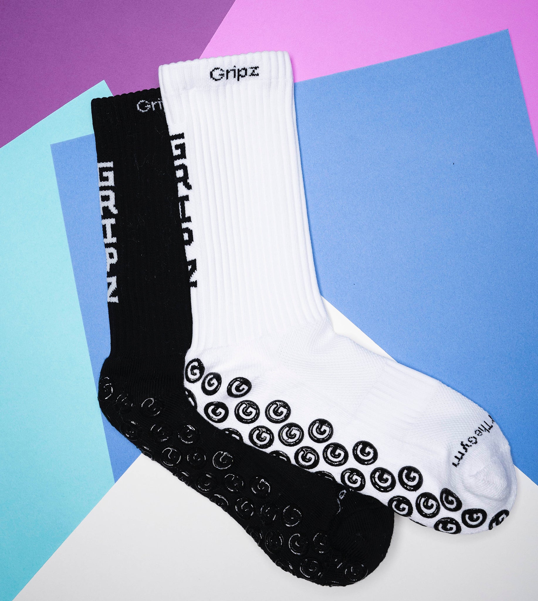 White Vertical Gripz Socks